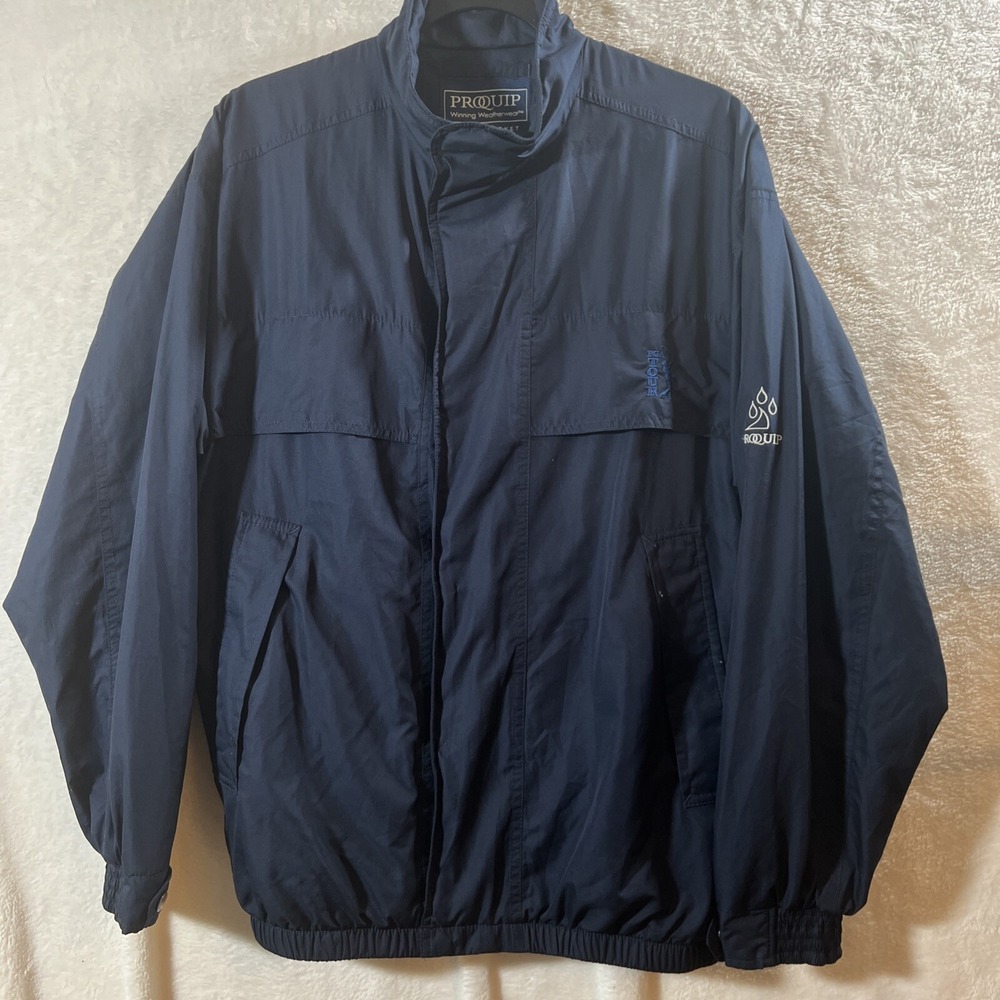 ProQuip Mens Sz Small Rain Jacket  Navy  Golf  Weatherwear Silk Touch PGA Tour